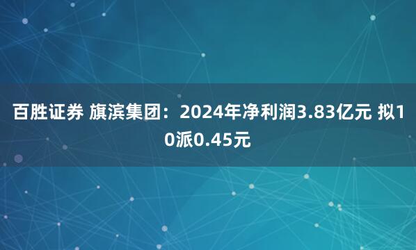 百胜证券 旗滨集团：2024年净利润3.83亿元 拟10派0.45元